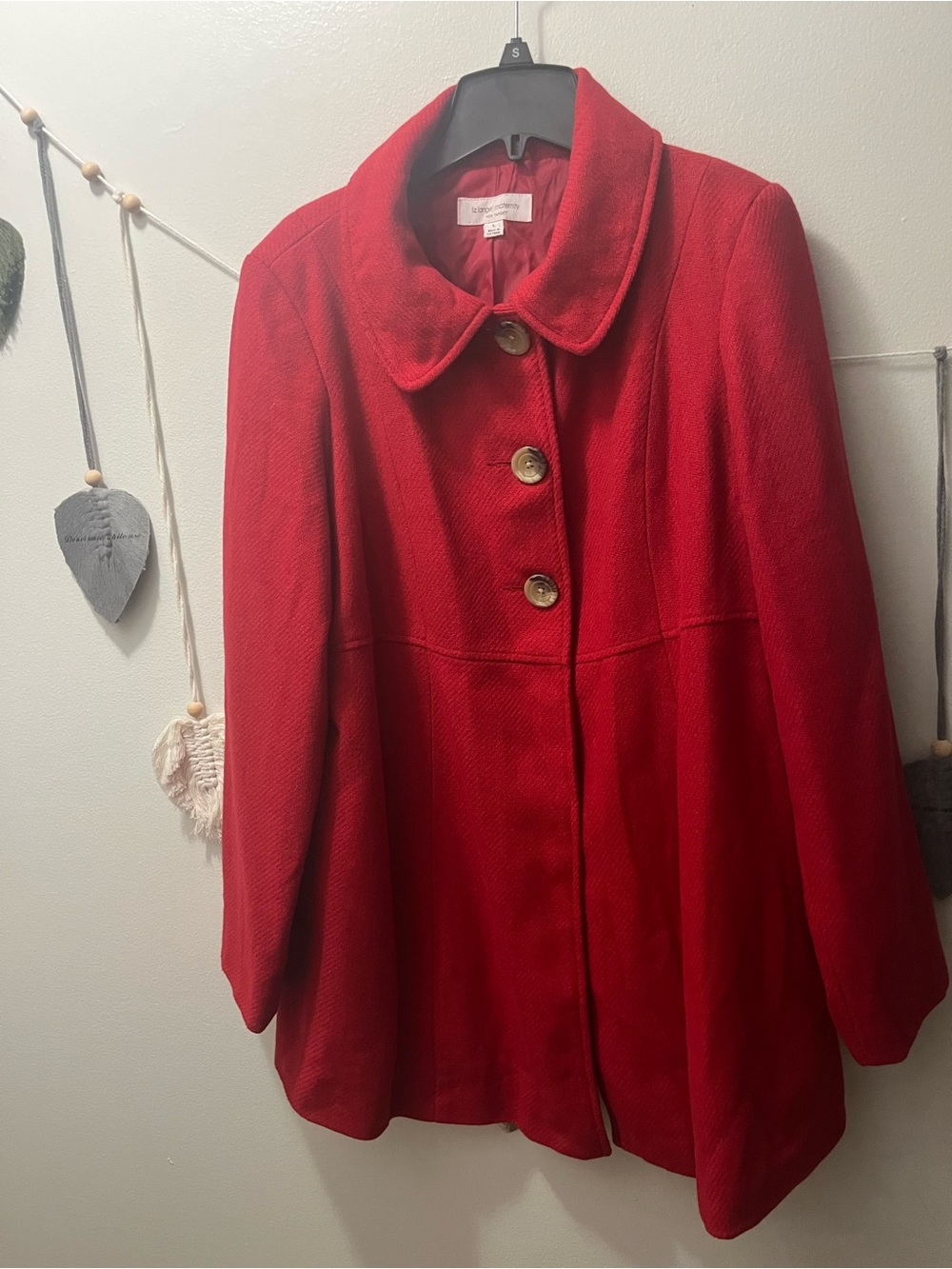 Wool Classic Red Women's Peacoat Jacket